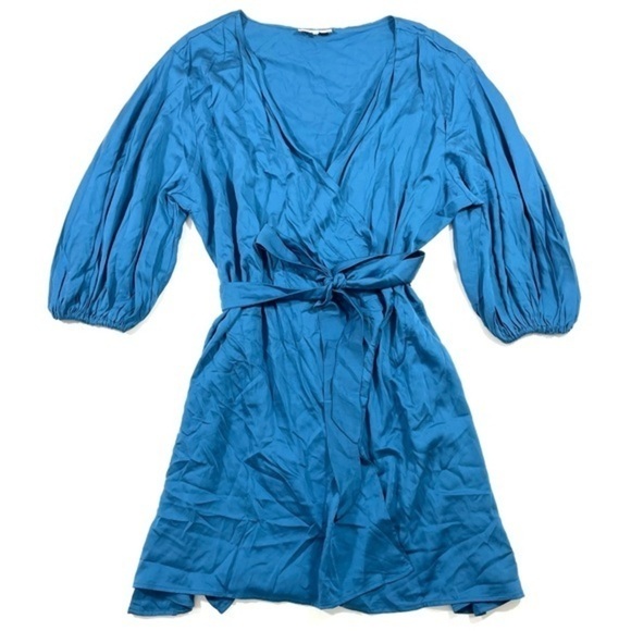 New Diarrablu Blue Short Wrap Dress Size 2X Stitch Fix - Picture 1 of 7